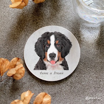 狗派【陶瓷杯墊一組2入】可加字/伯恩山.紅貴賓.波士頓犬.雪那瑞