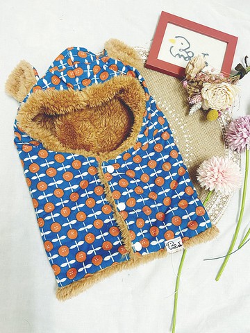 訂製的 鈕扣花 保暖熊帽 炸毛款