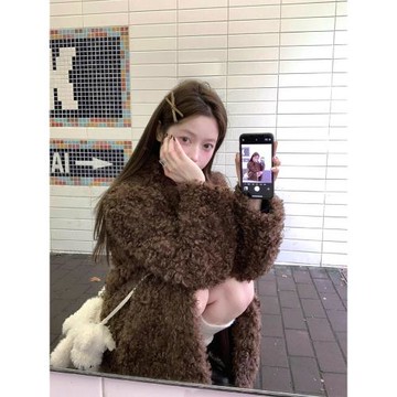 棕色羊羔毛皮毛一體外套女冬季2025新款軟糯慵懶韓系百搭棉衣棉服