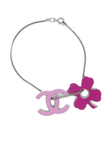 CHANEL Pre-Owned - 2004 silver plated Clover CC charm bracelet - women - Silver Plated - One Size