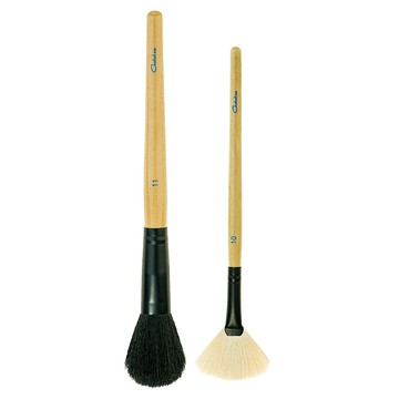 Galatea 葛拉蒂 彩顏系列 羊毛扇形餘粉刷+腮紅刷 毛峰天然孤形 山羊毛 原木色質感  1組