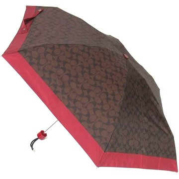 COACH - 滿版LOGO折疊式雨傘 (咖啡紅)