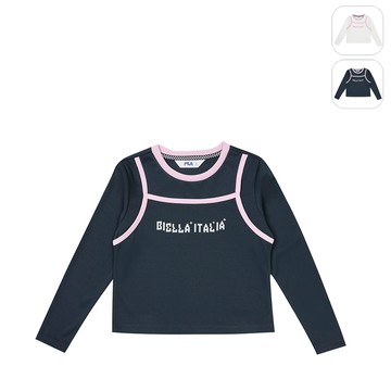 【FILA】KIDS 女童款 長袖圓領T恤-深灰 5TEZ-8710-RG