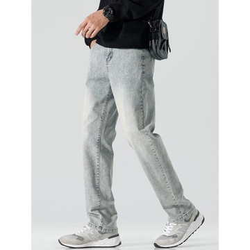 冬季高端美式牛仔長褲男寬松直筒褲2026秋冬新款潮牌復古休閑褲子