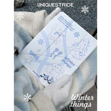 獨與行原創白色雪花適用ipadpro11寸新款平板殼2023新款ipadair456亞克力帶筆槽磁吸殼ipad殼可豎屏多角度