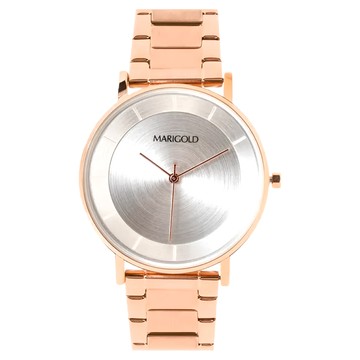 MARIGOLD 美爾朵 思念的輪迴簡約炫光暗紋金屬鍊帶手錶  白面玫金帶