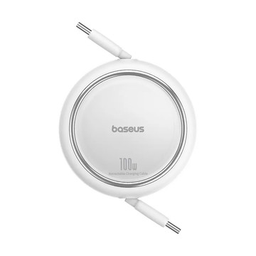 【BASEUS 倍思】明鏡 Mini 系列 C to C 100W 伸縮充電傳輸線 1M 皓月白
