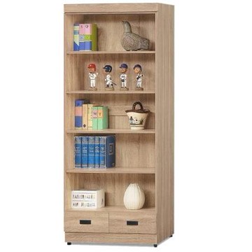 ASSARI-法蘭克木芯板2.7尺開放下抽書櫃(寬80x深32x高185cm)