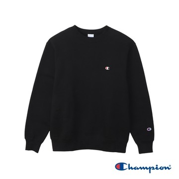 Champion 官方直營-刺繡C標素面長袖衛衣-男(黑色)