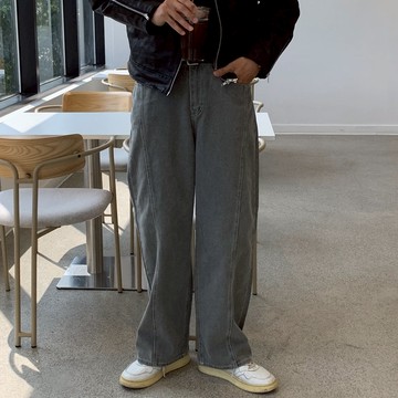 正韓獨特水洗線條剪裁直筒休閒寬褲 3色 YUPPIE 預購商品 0930