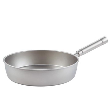 28cm加厚純鈦煎鍋純鈦手柄平底鈦鍋無涂層純鈦煎炒鍋3mm厚底鈦鍋