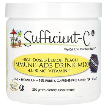 Sufficient C, 高劑量機體抵抗混合飲品，檸檬桃子味，250 克
