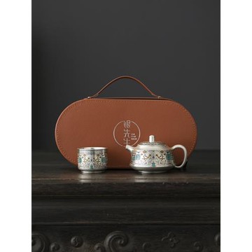 鎏銀茶具功夫茶壺蓋碗茶杯高檔整套裝送禮送長輩公司商務伴手禮品