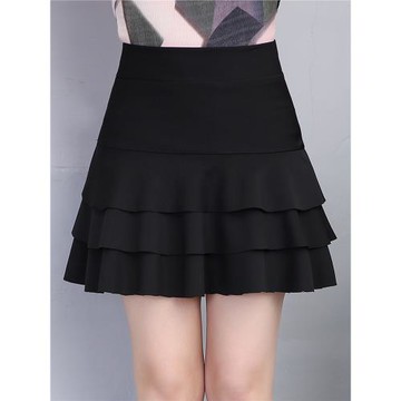 秋冬新款水兵舞半身裙女高腰顯瘦三層蛋糕裙防走光百搭廣場舞短群