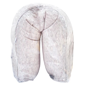 KOUJI叩吉好物 條紋U型枕  透氣舒適  柔軟親膚  外層可拆下水洗  64 x 16.5cm  粉灰色