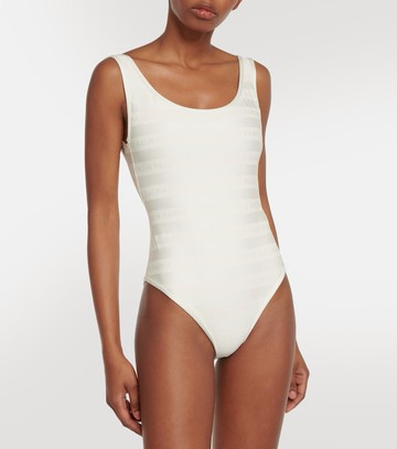 Balmain Logo striped swimsuit