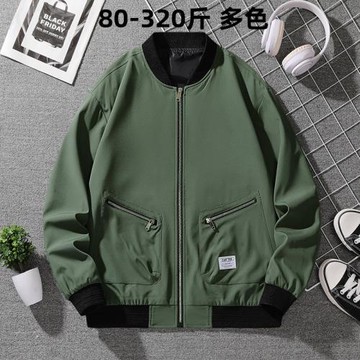 特大碼夾克男裝春秋外套加肥加大棒球服潮胖子肥佬商務休閑300斤2