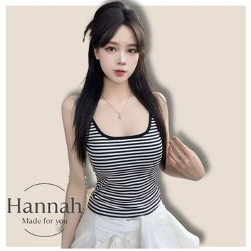 一體杯美背棉質小可愛【2018】春夏新款韓系INS修身顯瘦性感辣妹細肩帶背心 小背心 美背背心 Hannah
