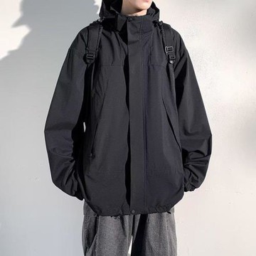 美式山系沖鋒衣外套男春秋季防風防水夾克男連帽戶外登山運動衣服