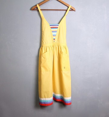 FOAK古著 80s東京亮黃彩條圍裙