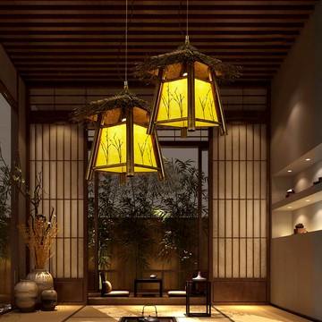 東南亞燈具竹藝燈房子餐廳燈日式民宿走廊陽臺燈創意禪意客棧吊燈