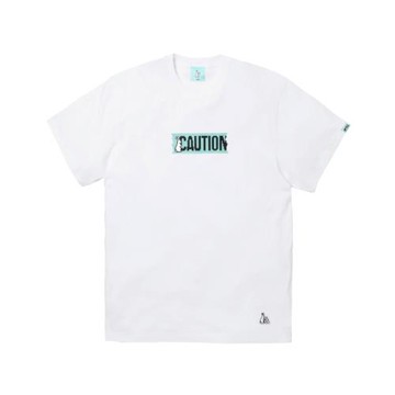 #FR2 月桃GETTO 馬賽克像素 CAUTION 注意LOGO 男女情侶短袖T恤潮