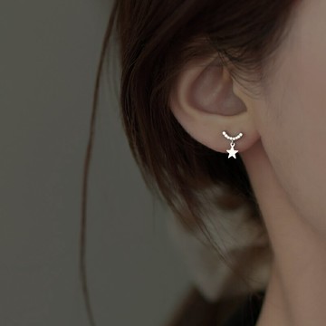 925純銀星月耳釘女2021年新款潮不規則高級感小耳環睡覺免摘2022