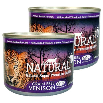 NATURAL 10+原野主食罐 鮮鹿 185g｜無穀物貓主食罐、全齡貓適用、嗜口性佳、添加Q10  2罐