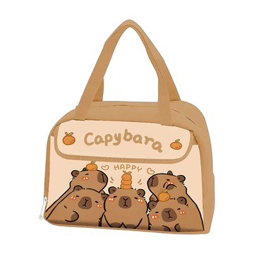 保溫便當袋 水豚大吉大利  淺褐色  1個  29 x 23.5 x 15.5cm