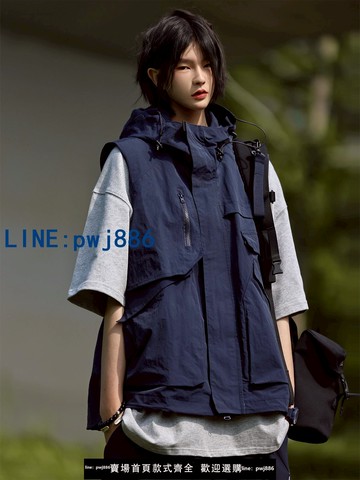 【臺灣公司】Nobodyknows新款四季工裝外套街頭潮牌機能口袋連帽防水無袖馬甲