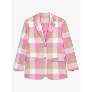 諾諾E站【MK】秋裝 寬松韓版小眾設計俏皮減齡彩色格子西裝外套