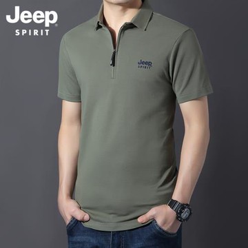 吉普春夏季男士翻領POLO衫大碼中年短袖T恤寬松休閑半袖男裝