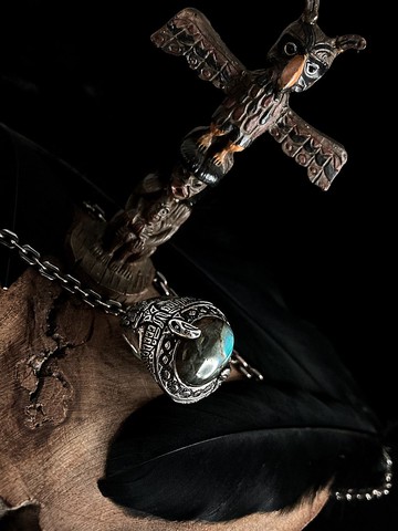 【礦石系列】老鷹圖騰柱 拉長石/Silver/純銀/礦石/戒指