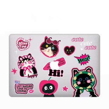 適用新款Macbook保護殼m3輕軟m1蘋果筆記本電腦套23款air薄殼透明m2pro13/14//15防摔2338創意可愛2442帽子貓