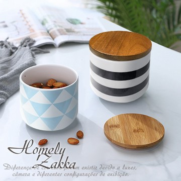 🌟快速出貨🌟【Homely Zakka】北歐簡約幾何帶蓋陶瓷密封罐/儲物罐/收納罐_2款任選