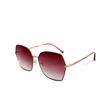 皇后的魔鏡夢遊│時尚太妃糖色金框幾何造型墨鏡│UV400太陽眼鏡 墨羽藍色