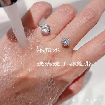 [戒托]S925純銀人魚之淚戒指托簡約隱形莫桑鉆透明魚線新款女素圈
