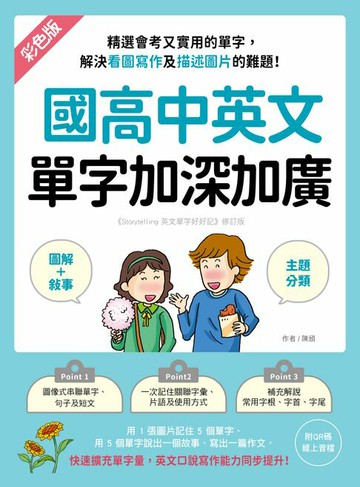 【電子書】國高中英文單字加深加廣：﹝圖解＋敘事﹞精選會考又實用的單字，解決看圖寫作及描述圖片的難題！快速擴充單字量，英文口說寫作能力同步提升！（附音檔）