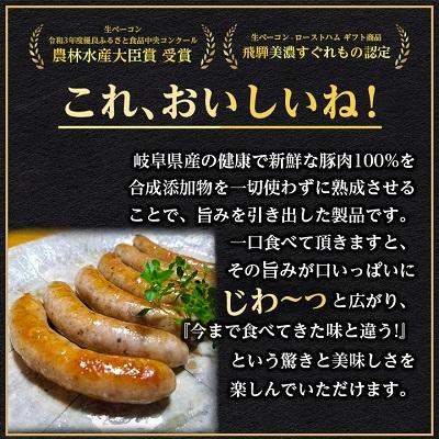 ふるさと納税 瑞浪市 無添加プレーンソーセージ 生ベーコン 詰合せ 冷凍 お取り寄せ 中山道ハム