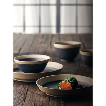 九土日式手工好看粗陶餐具套裝啞光陶碗盤子家用復古高級碗碟