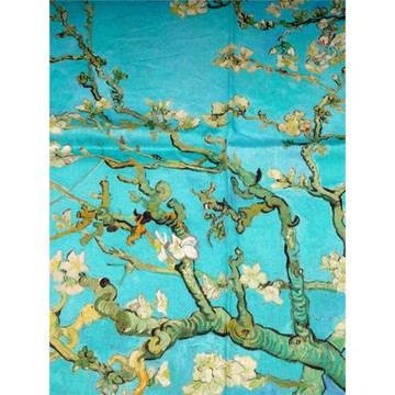 【酷帕】梵高杏花來啦純棉貢緞手絹吸汗隨身女手絹棉方巾復古文藝