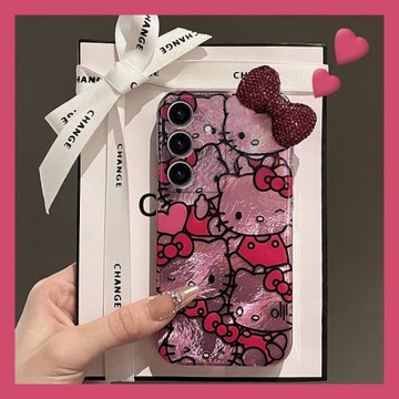 可愛KT貓適用三星s24plus手機殼s23+十s22立體s21fe水鉆s20ultra蝴蝶結s10高級感s9卡通s8硅膠note20galaxy女
