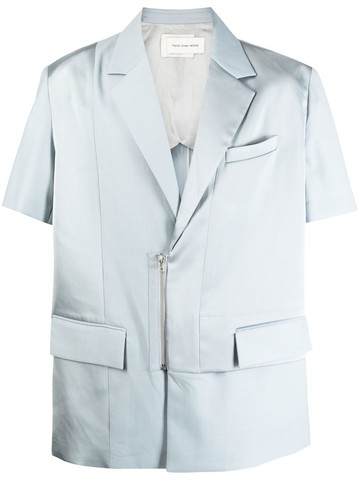 Feng Chen Wang - short-sleeved blazer - men - Wool/Polyester - M - Blue
