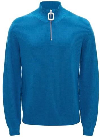 JW Anderson - Henley half-zip jumper - unisex - Merino - L - Blue