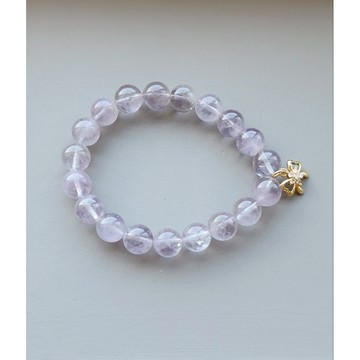 ☆星空燦爛水晶☆842.薰衣草（10mm)+蝴蝶結鋯石彈力繩款♡16手圍