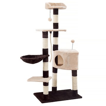 寵物夢工廠 尊爵幾何六層大型貓跳台  米黃色 + 咖啡色  1個