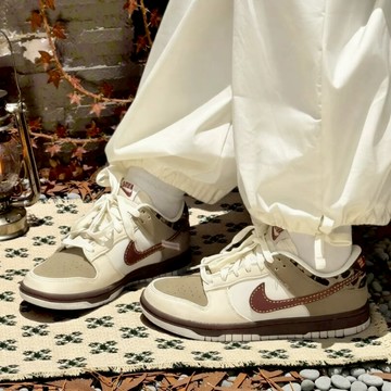 NIKE DUNK LOW 米棕色 豹紋拼接 美拉德 皮革 復古 女鞋 IM6687-262