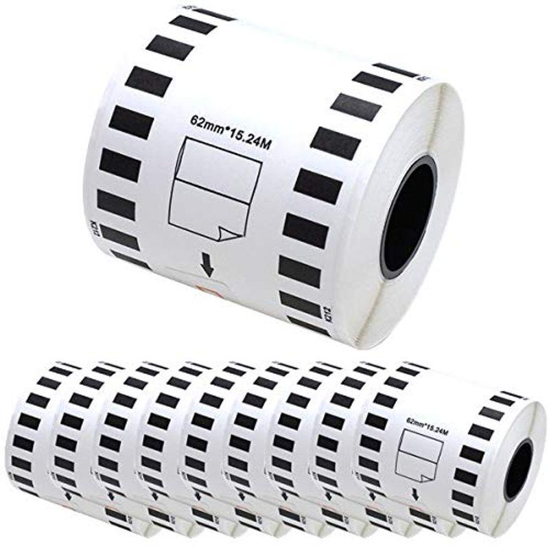 ブラザー用 ピータッチ DKテープ (感熱フィルム) 互換品 長尺フィルムテープ(白色) 白 62mm×15.24m 10個セット