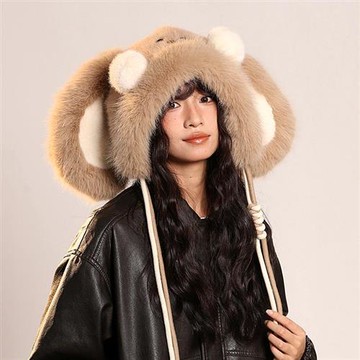 現貨+預購 韓版毛帽毛線帽子針織帽秋冬加絨厚磅保暖帽百搭冷帽休閒帽-兔子套頭帽3色n1mp111