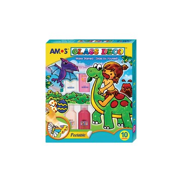 AMOS 阿摩司 境內版 玻璃彩繪膠 Set 10色 可剝離  1盒  Multicolor